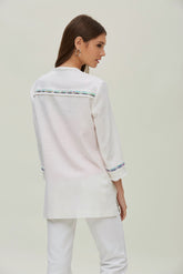 SQUARED POCKETS LINEN COAT